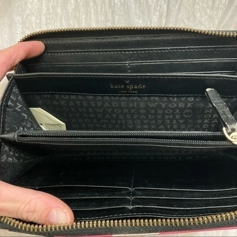 Kate spade multicolor pink colorblock clutch zipper wallet